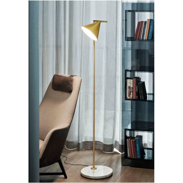 Stojąca lampa z marmurem Libro ABR-LPV-E27 Abruzzo regulowana złoty