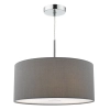 Abażurowa wisząca lampa Ronda RON1039 okrągła tuba szary chrom