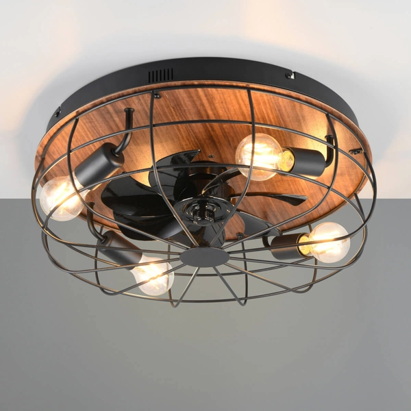 Plafon z wentylatorem TRONDHEIM R61105032 RL Light loft druciak drewniany czarny