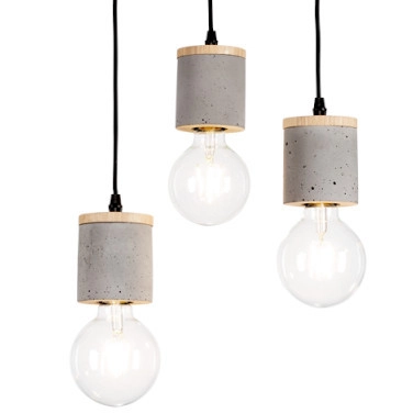 Lampa wisząca CESAR 1899374R loftowa betonowy zwis kaskada szara drewno