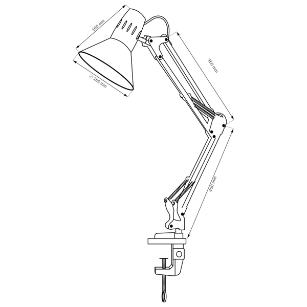 Regulowana lampa biurkowa WORKER 325150 przykręcana czarna