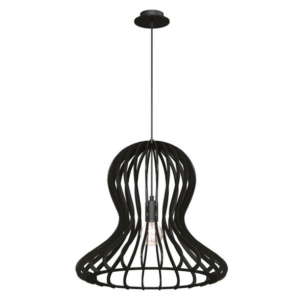 Salonowa lampa wisząca Octo 5020 Amplex kapelusz nad stół drewniana czarna