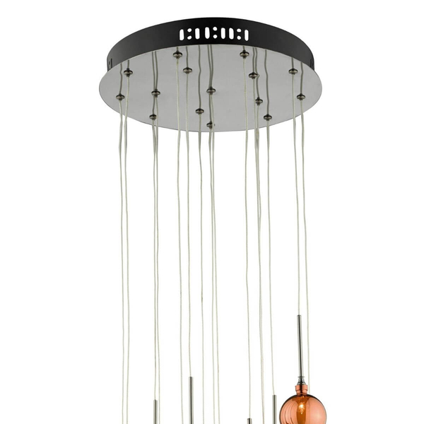 Wisząca lampa Aurelia AUR1564 Dar Lighting szkło miedziany czarny chrom bursztynowy