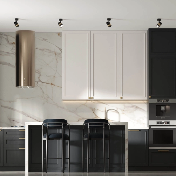 Regulowana lampa przysufitowa Antillo LP-770/1W BK metalowa do sypialni czarny złoty