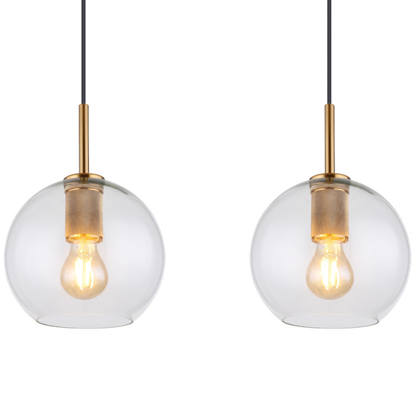 Wisząca LAMPA loftowa ADARA 15462H2 Globo szklana OPRAWA na listwie ZWIS kule balls przezroczyste mosiądz