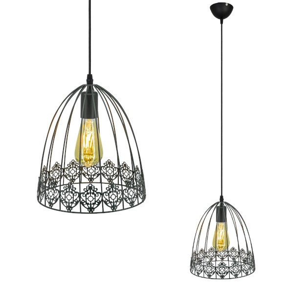 Druciana LAMPA wisząca 6802/1 ZWIS - 01 Elem metalowa OPRAWA loftowy ZWIS klatka czarna