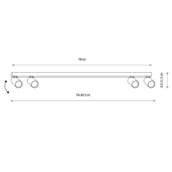 Przysufitowa lampa na belce Fourty 11434 tubki metalowe białe