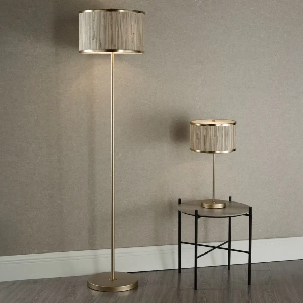 Stojąca podłogowa lampa Fernella FEN4935 do salonu trawa morska złoty
