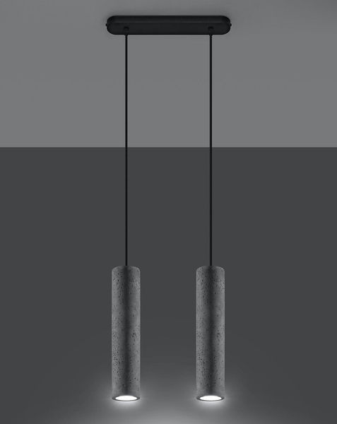 Betonowa LAMPA wisząca SL.0654 tuba OPRAWA ZWIS okrągły na listwie szare czarne