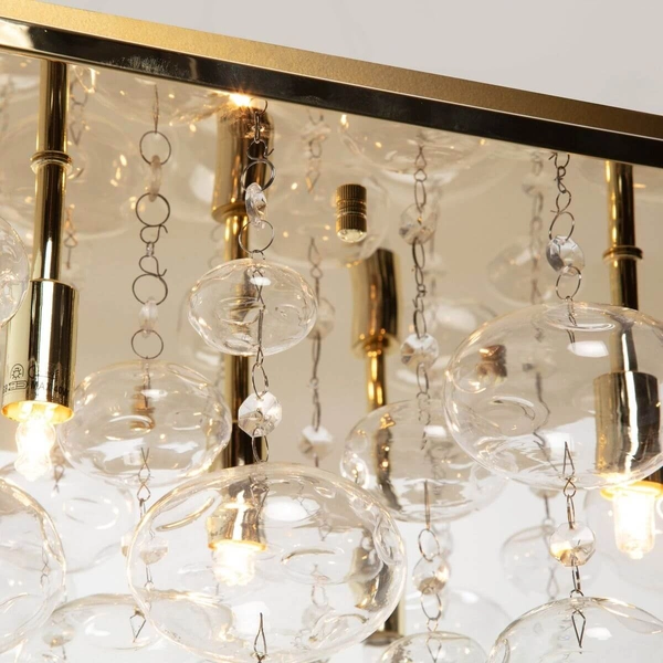 Kwadratowa lampa sufitowa Elli plafon z kryształkami złoty