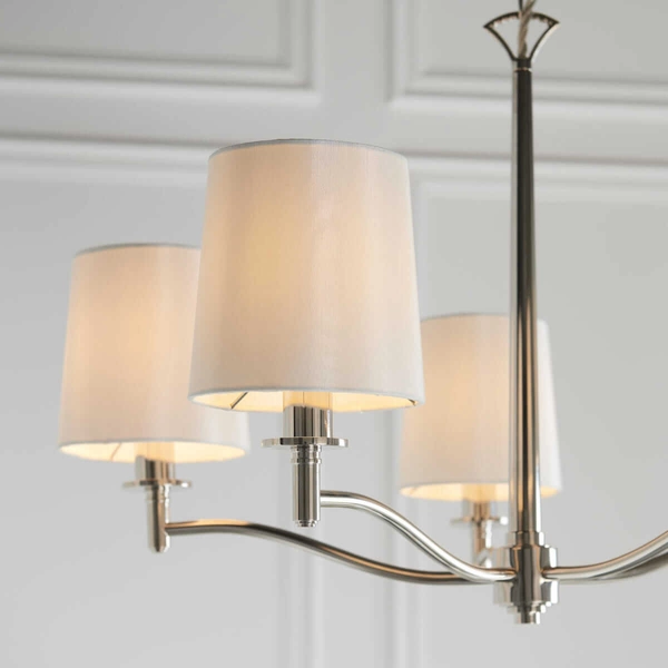 Abażurowy żyrandol Ortona 95826 Endon do salonu nikiel biały