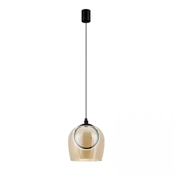 Szklana wisząca lampa 23079 LED 6W 3000K bursztynowa czarny