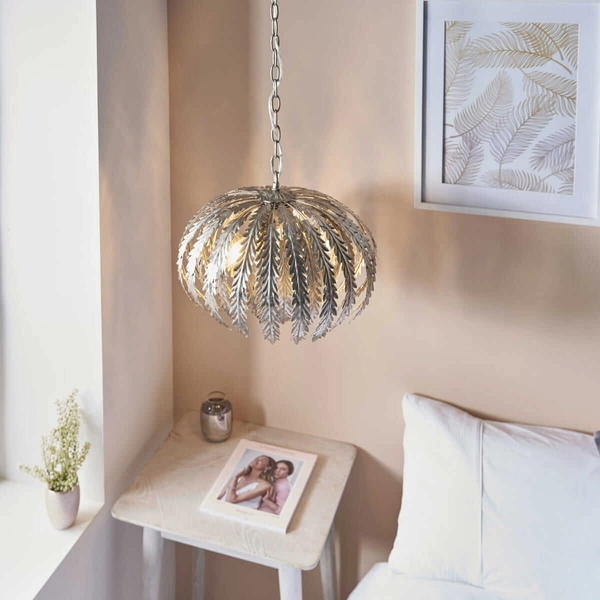 Designerska lampa wisząca Delphine 76678 Endon do jadalni srebrna