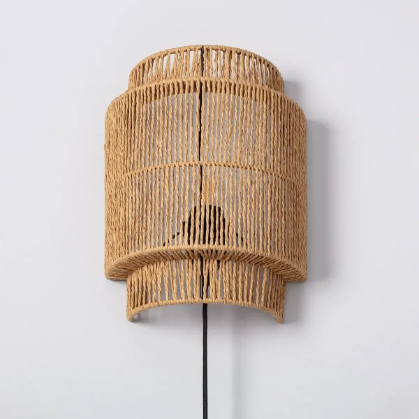 Ścienny kinkiet Boho ABR-KL-BH-E27 Abruzzo wtyczka ratan brązowy