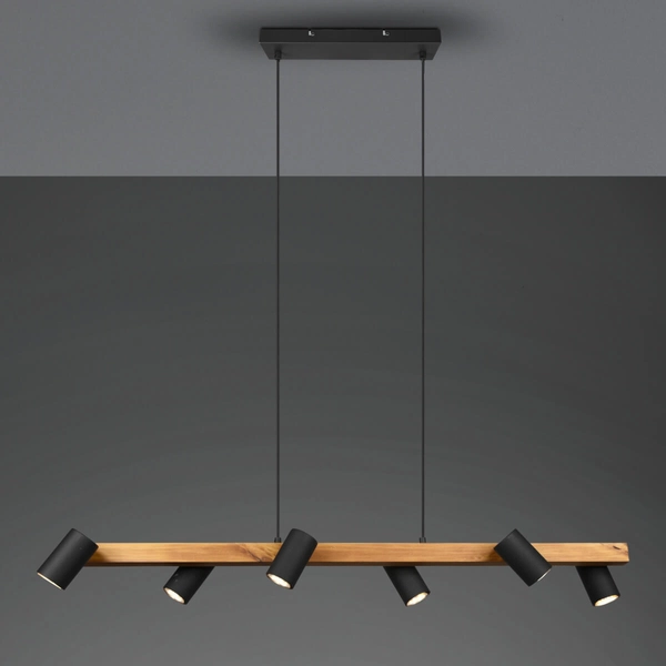 Zwieszana lampa na listwie VANTOS DL632312490 regulowana drewniana czarny