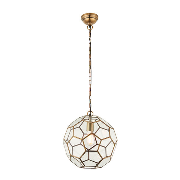 Nowoczesna lampa wisząca Miele 69784 Endon geometryczna kula ball mosiądz