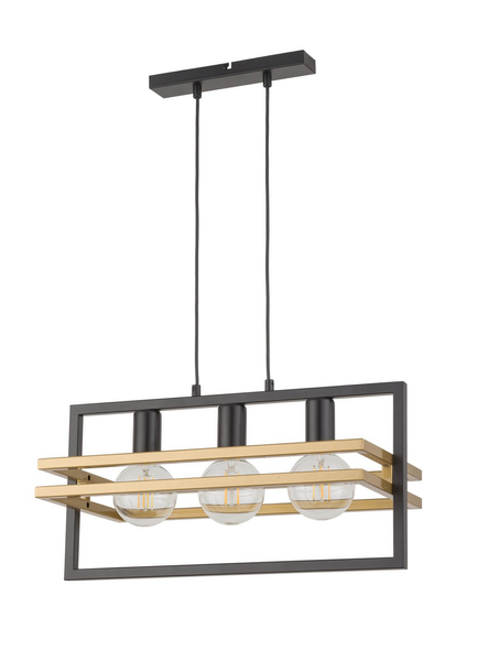 Wisząca lampa do salonu Merci czarna złota industrial