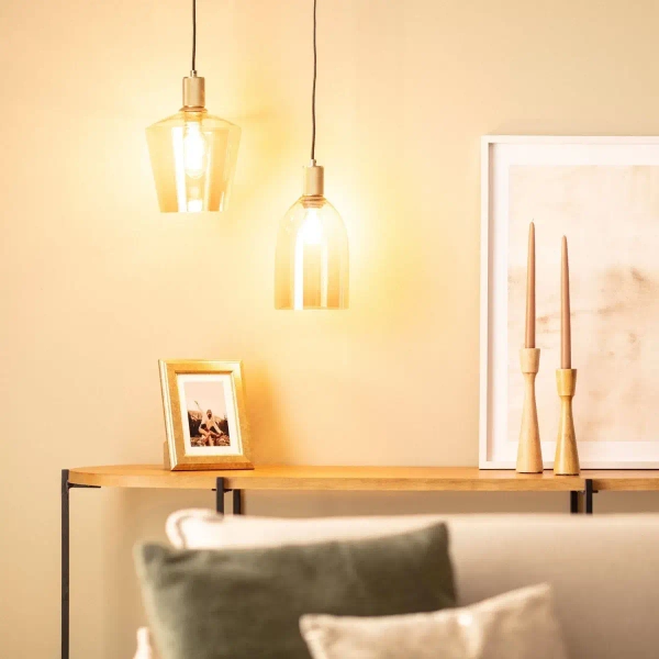 Lampa wisząca ze szkła Incanto ABR-LWS-A-INC nad stół bursztynowa