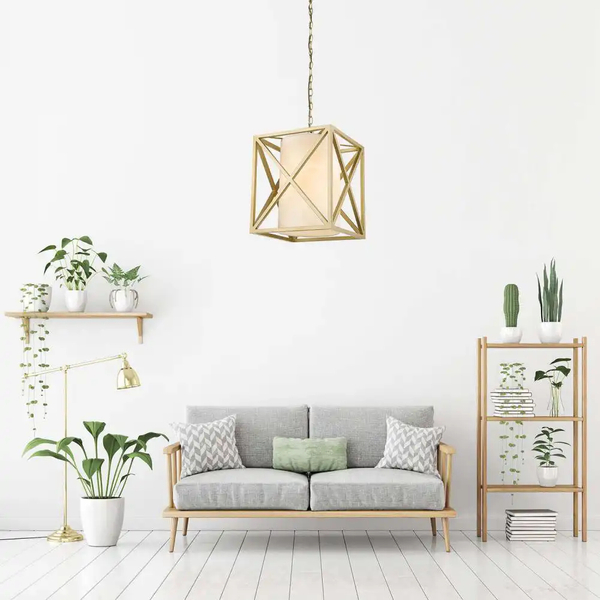 Nowoczesna LAMPA wisząca NEW YORK P01403AU-WH Cosmolight metalowy ZWIS do sypialni klatka tuba złota