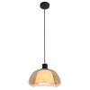 Ryflowana szklana lampa wisząca Apiro PND-84638-BK-AMB bursztynowa