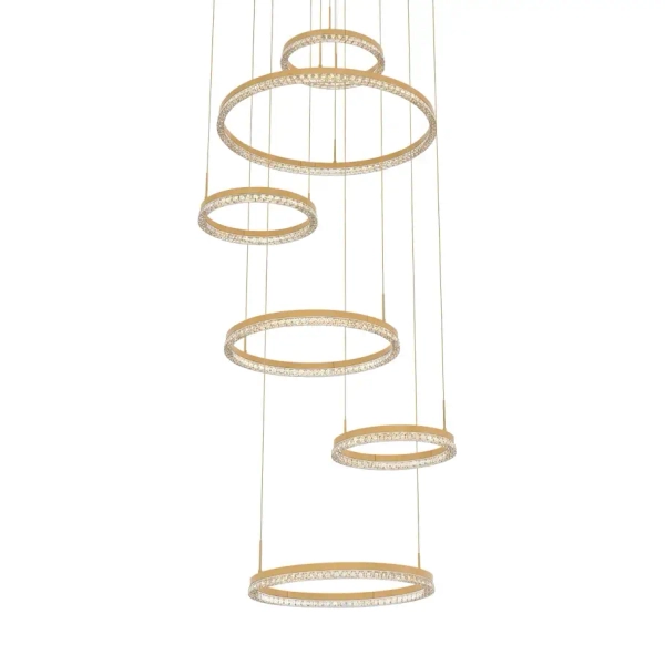 Pierścieniowa lampa wisząca Hall LP-7098/7P GD LED 300W 3000-5700K złota