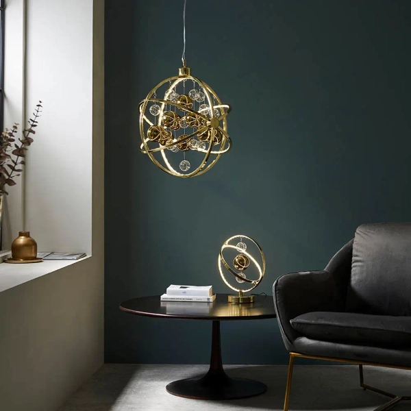 Metalowa lampa stołowa Muni 102609 LED 6,89W 3000K złoty przezroczysty