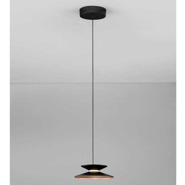 Zwisająca lampa nad stół GUANAY LE44741 LED 7W 3000K do jadalni czarna złota