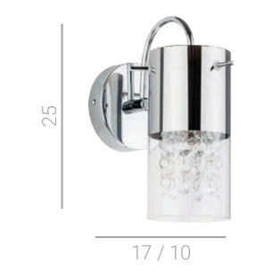 Kryształowa LAMPA ścienna MARQU MBM1636/1A Italux okrągła OPRAWA kinkiet tuba crystal chrom przezroczysta