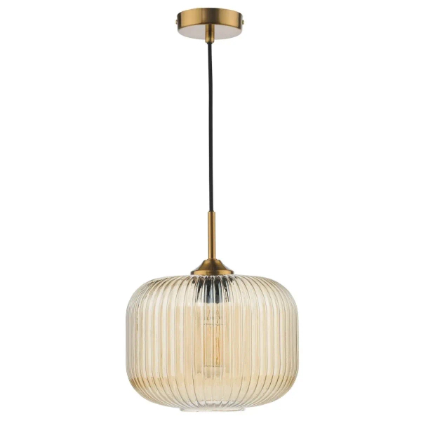 Szklana lampa wisząca do salonu Demarius DEM0106 bursztynowa
