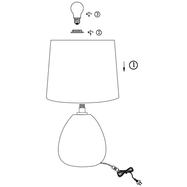 Abażurowa LAMPKA nocna MARMO 47508/81/30 Lucide stojąca LAMPA stołowa ceramiczna czarna