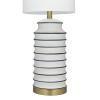 Lampka stołowa Coastal T01026BR-WH Cosmolight paski waza ceramiczna biały mosiądz