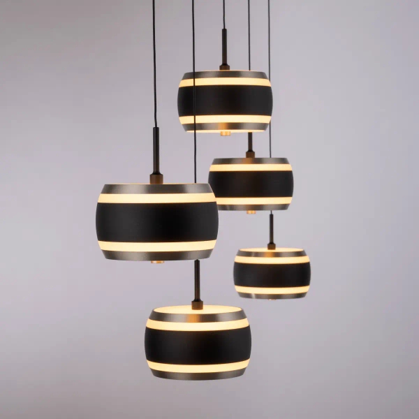 Opuszczana lampa wisząca góra-dół PURE FALLING RINGS czarna 2504-18 5x LED 8W 2200-5000K