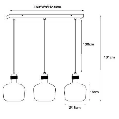 Potrójna lampa wisząca Ilona 45408/03/62 czarny bursztynowy