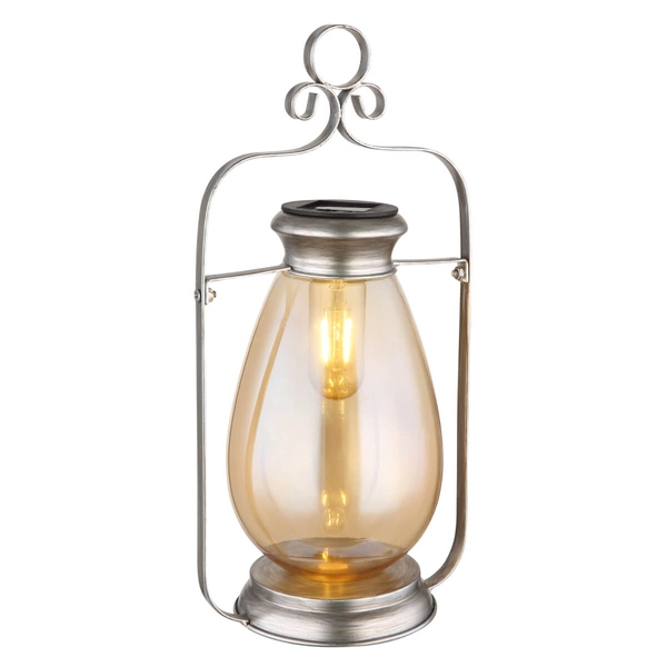 Stojąca latarnia solarna SOLAR 36647 IP44 LED 0,06W 3000K bursztynowy szary