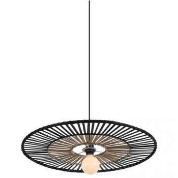 Bambusowa lampa wisząca 19105 okrągła do jadalni nad stół czarny