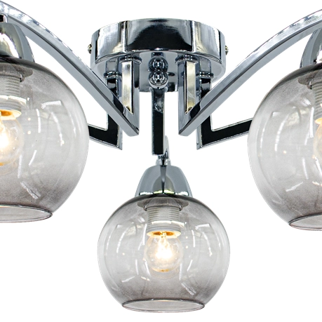 Modernistyczna LAMPA sufitowa Genewa 1986/5 8C Elem szklana OPRAWA loftowa chrom