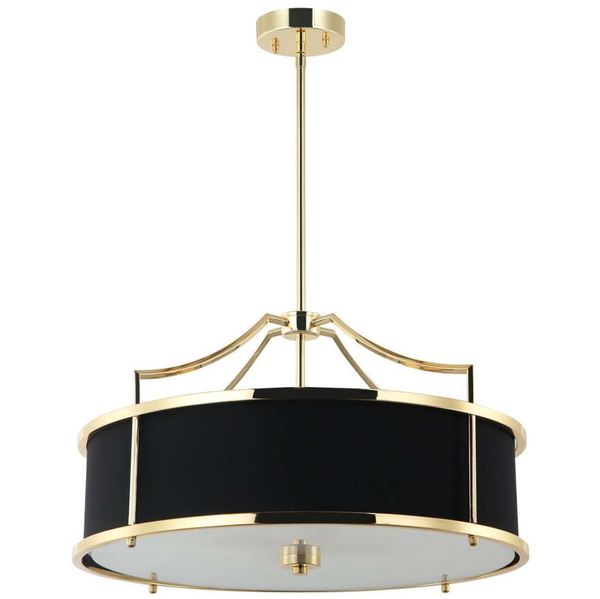 LAMPA wisząca Stanza Gold Nero M Orlicki Design okrągła OPRAWA w stylu klasycznym abażurowa czarna złota