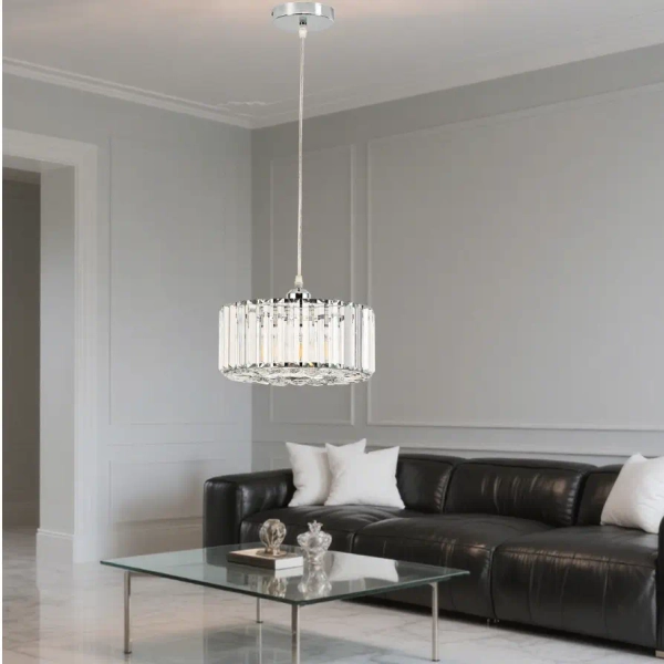 Glamour wisząca lampa Vetro LP-2910/1P CH round okrągła chrom