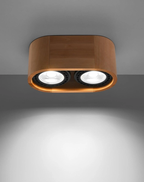 Spot LAMPA sufitowa SL.0914 owalna OPRAWA drewniany downlight drewno