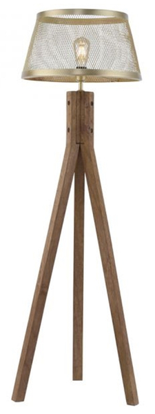 Lampa sypialniana Frederik 11424-60 drewniana z kloszem mosiądz