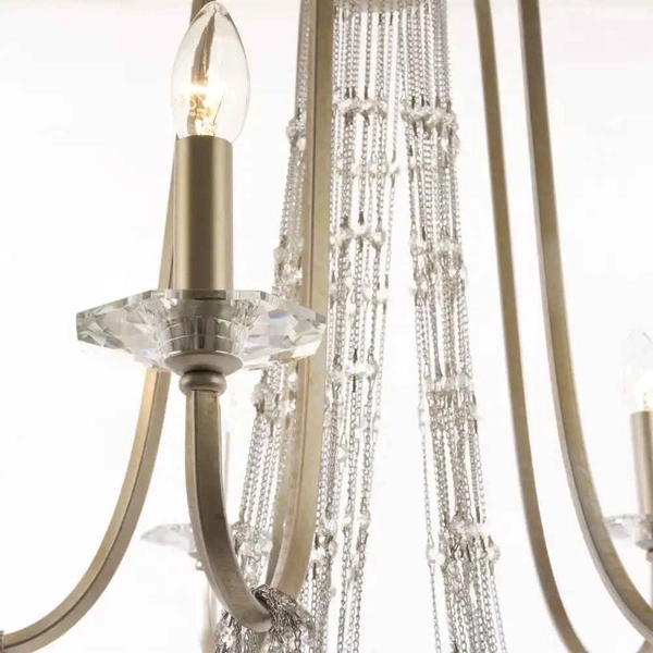 Pałacowa LAMPA wisząca MADRID P05165CP Cosmolight świecznikowy ŻYRANDOL do salonu szampański