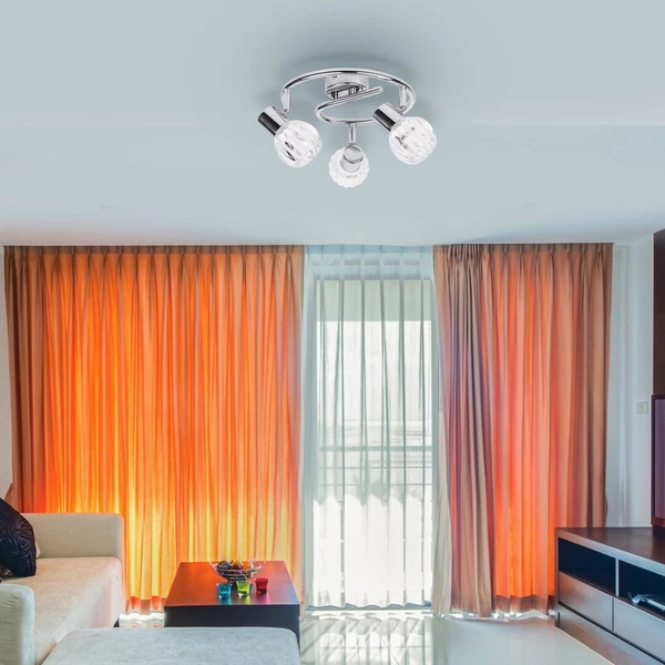 Okrągły plafon salonowy Lauren 6093 Rabalux potrójna szklana chromowana