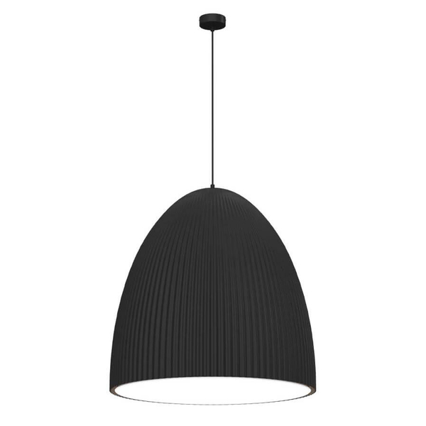 Lampa salonowa Gandra 5027+5055 Shilo półokrągła wisząca karbowana czarna