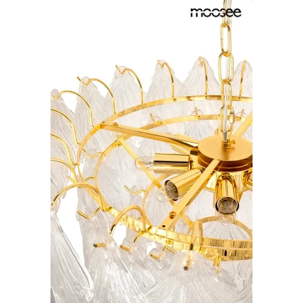 Wisząca lampa na łańcuchu CLARA złota MSE1501100560 9xE14 szklana glamour