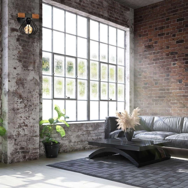 Industrialna LAMPA ścienna OZZY MLP6250 Milagro metalowa OPRAWA kinkiet druciana klatka skandynawska czarna