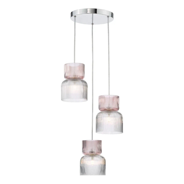 Szklana lampa wisząca Auberta AUB0303 do jadalni potrójna chrom