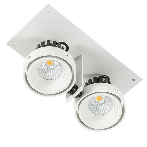 Reflektorowa LAMPA sufitowa PATRIZIO GL7118-2/2X12W 4000K WH+BL Italux podtynkowa OPRAWA metalowa LED 24W wpust regulowany biały