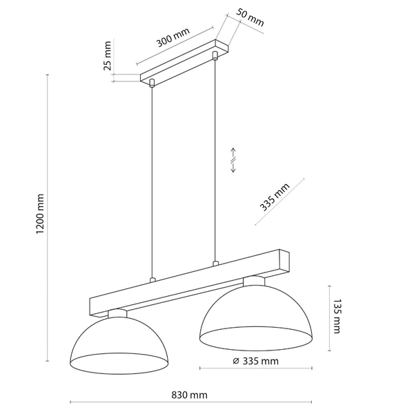Podwójna lampa zwisająca rustykalna Oslo 4711 TK Lighting drewniana czarna