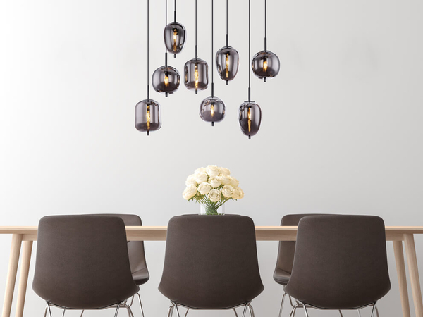 Lampa wisząca Blacky 15345-8 szklana czarna przydymiona