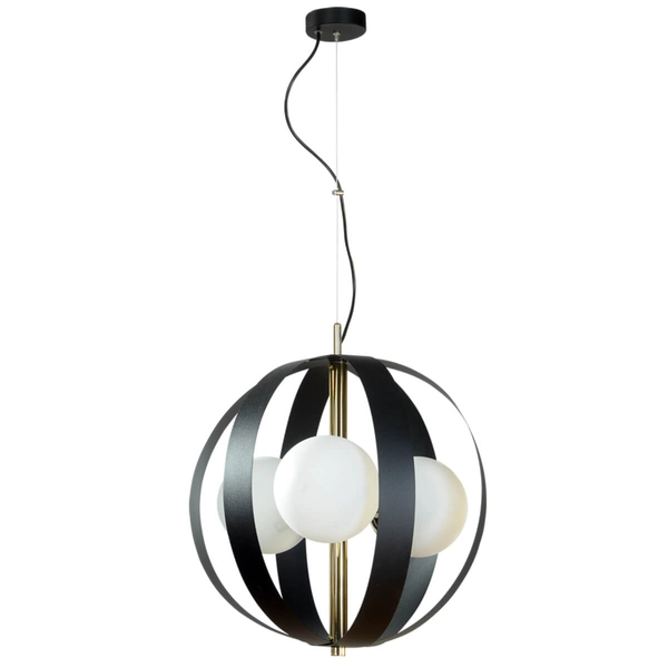 Wisząca lampa do salonu Nela 1137 Zumaline kulista metal szkło czarny złoty